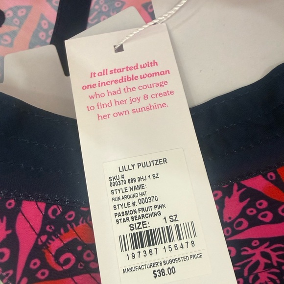 NWT Lilly Pulitzer Run Around Hat In Passion Fruit Pink Star Searching - Picture 7 of 8